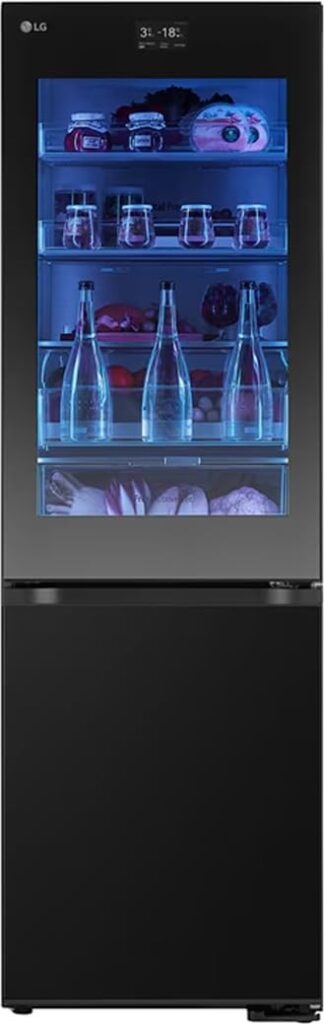 LG GBG7190CEV Kühl-Gefrierkombination 349 L mit InstaView, Total No Frost, Touch-Display, Energieklasse C, Essence Black Steel