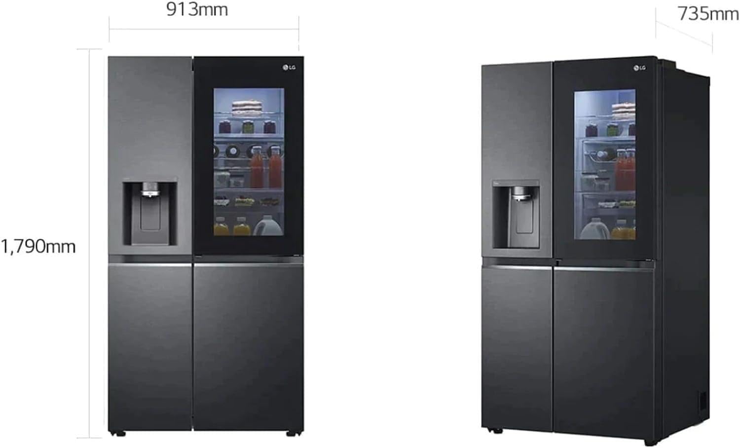 LG Side-by-Side Kühlschrank GSXV90MCDE, 628 L, InstaView Door-in-Door, Craft Ice, Eis- & Wasserspender, Matt Schwarz - Image 4