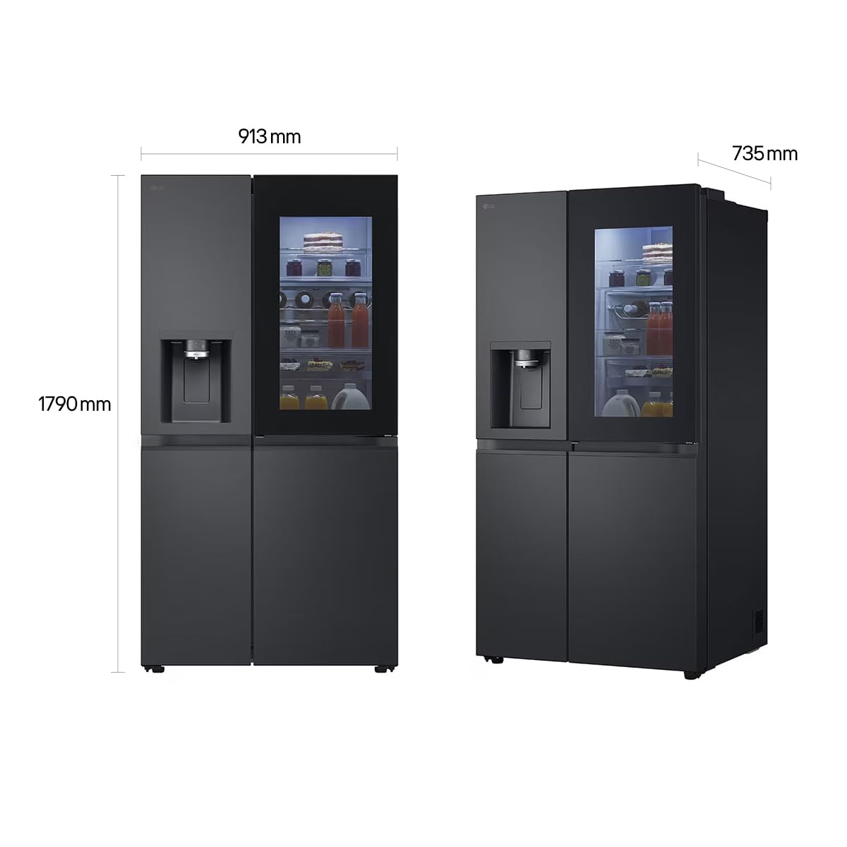 LG Side-by-Side Kühlschrank GSXE91EVAD mit Eiswürfelspender, 628 L, InstaView, Door-in-Door, Matte Black - Image 9