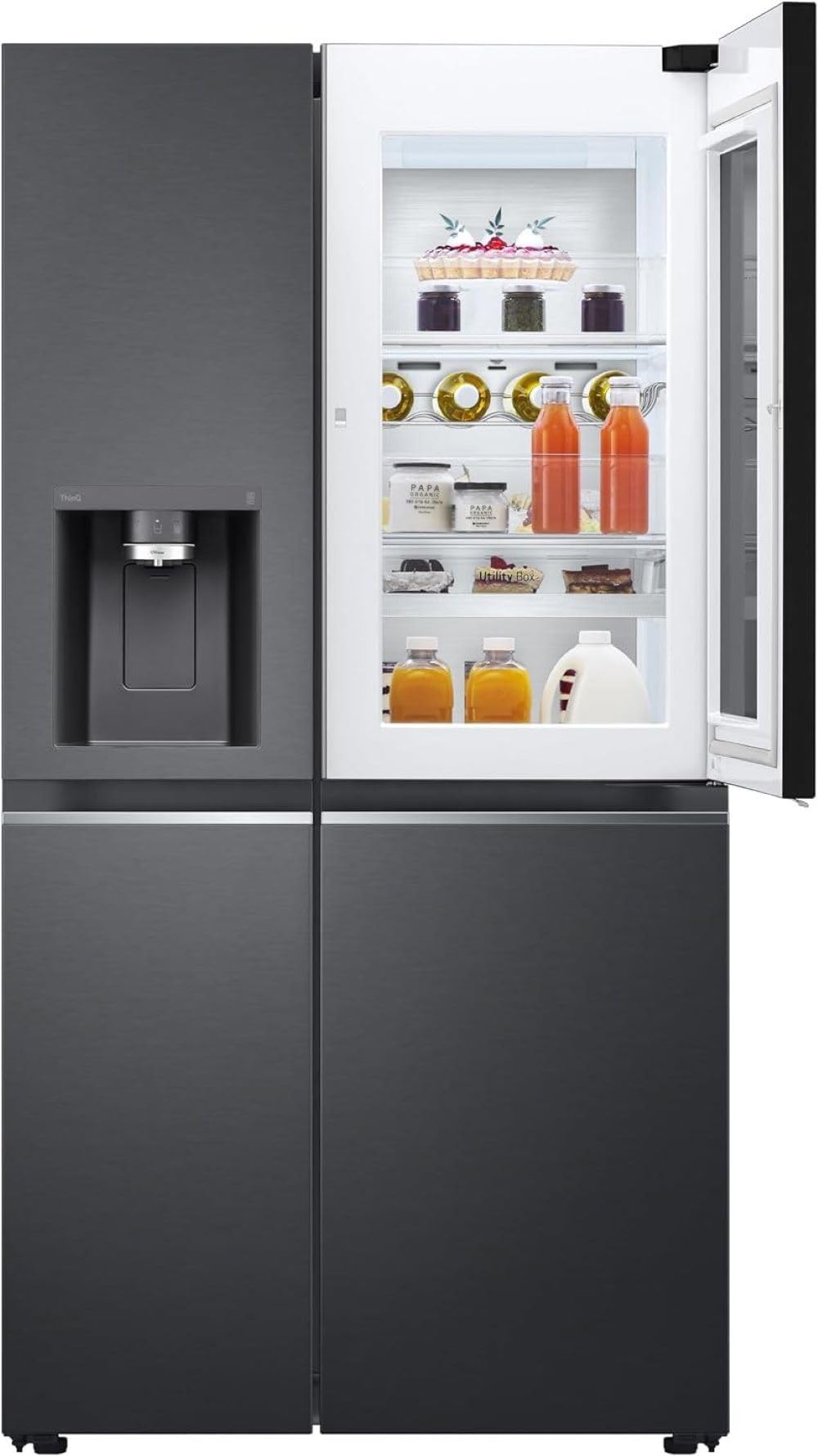 LG Side-by-Side Kühlschrank GSXV90MCDE, 628 L, InstaView Door-in-Door, Craft Ice, Eis- & Wasserspender, Matt Schwarz - Image 7