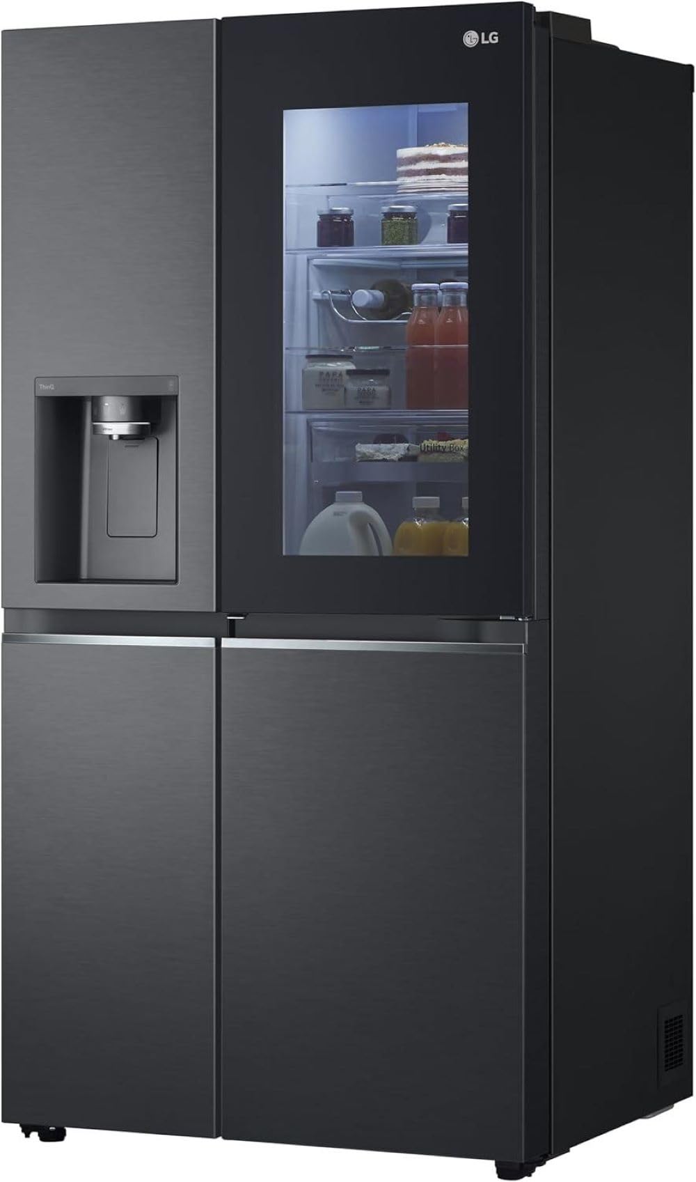LG Side-by-Side Kühlschrank GSXV90MCDE, 628 L, InstaView Door-in-Door, Craft Ice, Eis- & Wasserspender, Matt Schwarz - Image 3