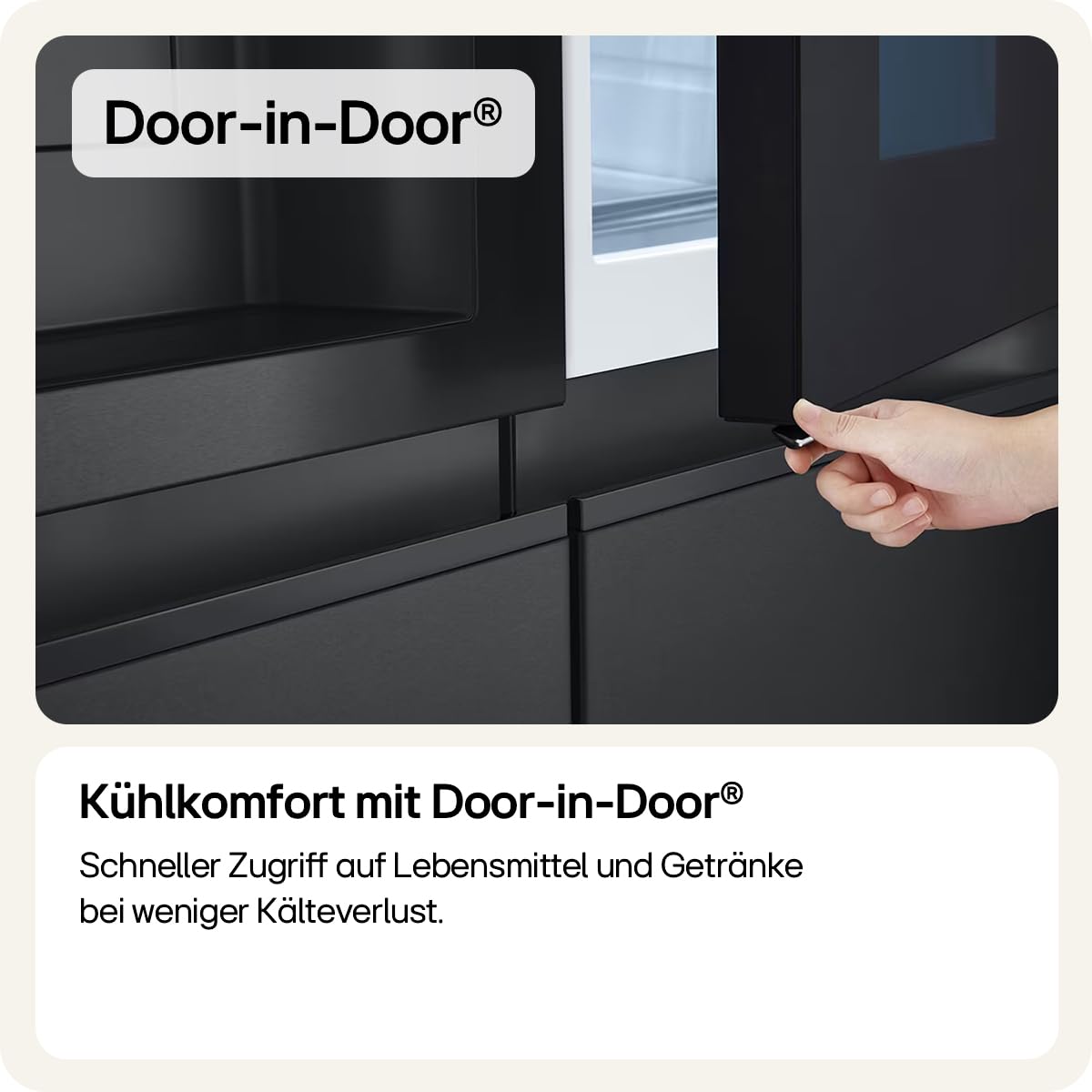 LG Side-by-Side Kühlschrank GSXE91EVAD mit Eiswürfelspender, 628 L, InstaView, Door-in-Door, Matte Black - Image 6