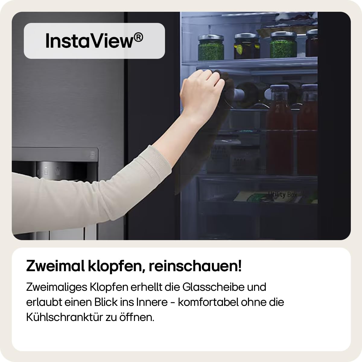LG Side-by-Side Kühlschrank GSXE91EVAD mit Eiswürfelspender, 628 L, InstaView, Door-in-Door, Matte Black - Image 3