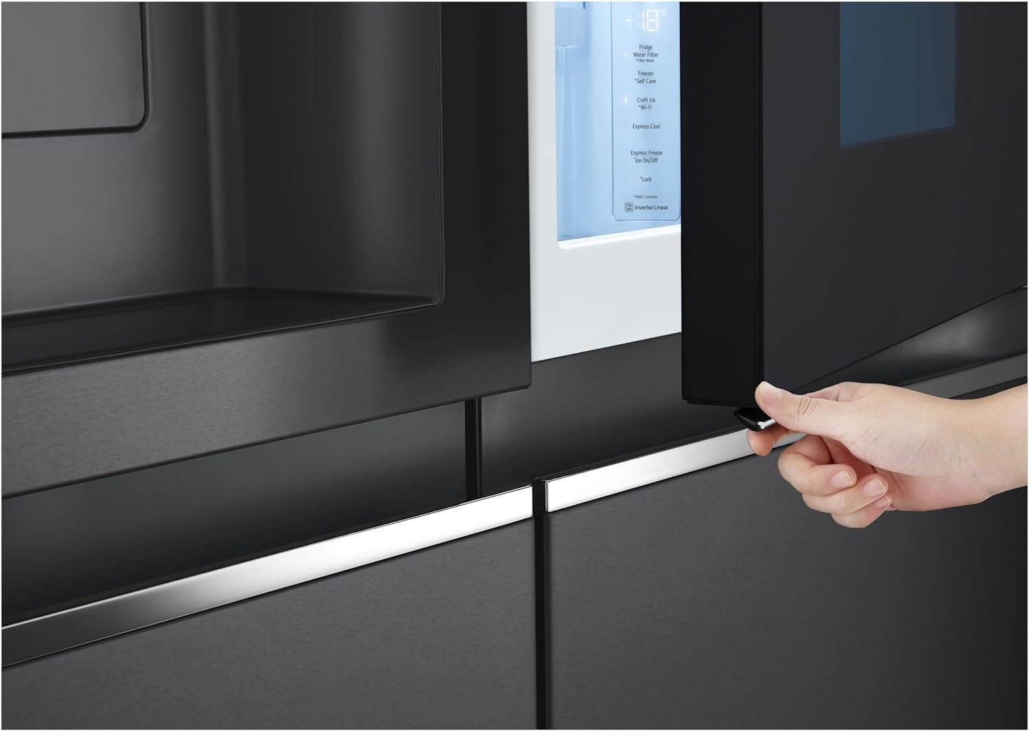 LG Side-by-Side Kühlschrank GSXV90MCDE, 628 L, InstaView Door-in-Door, Craft Ice, Eis- & Wasserspender, Matt Schwarz - Image 6