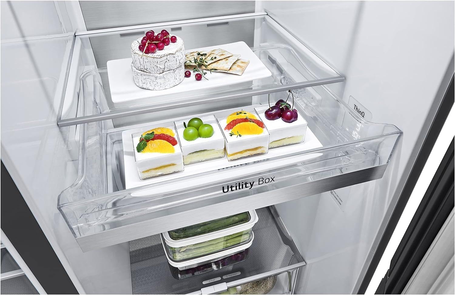 LG Side-by-Side Kühlschrank GSXV90MCDE, 628 L, InstaView Door-in-Door, Craft Ice, Eis- & Wasserspender, Matt Schwarz - Image 11