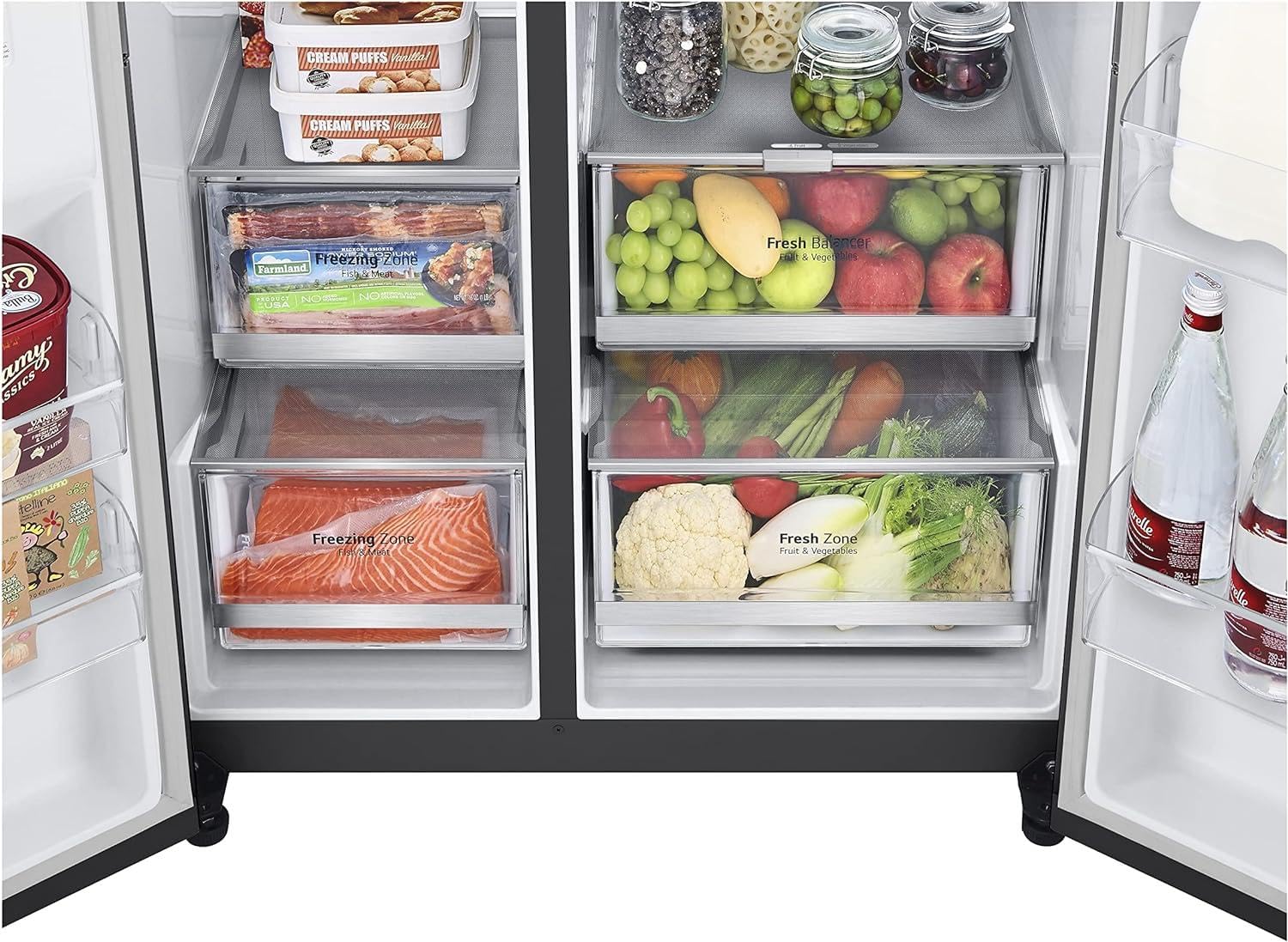 LG Side-by-Side Kühlschrank GSXV90MCDE, 628 L, InstaView Door-in-Door, Craft Ice, Eis- & Wasserspender, Matt Schwarz - Image 12