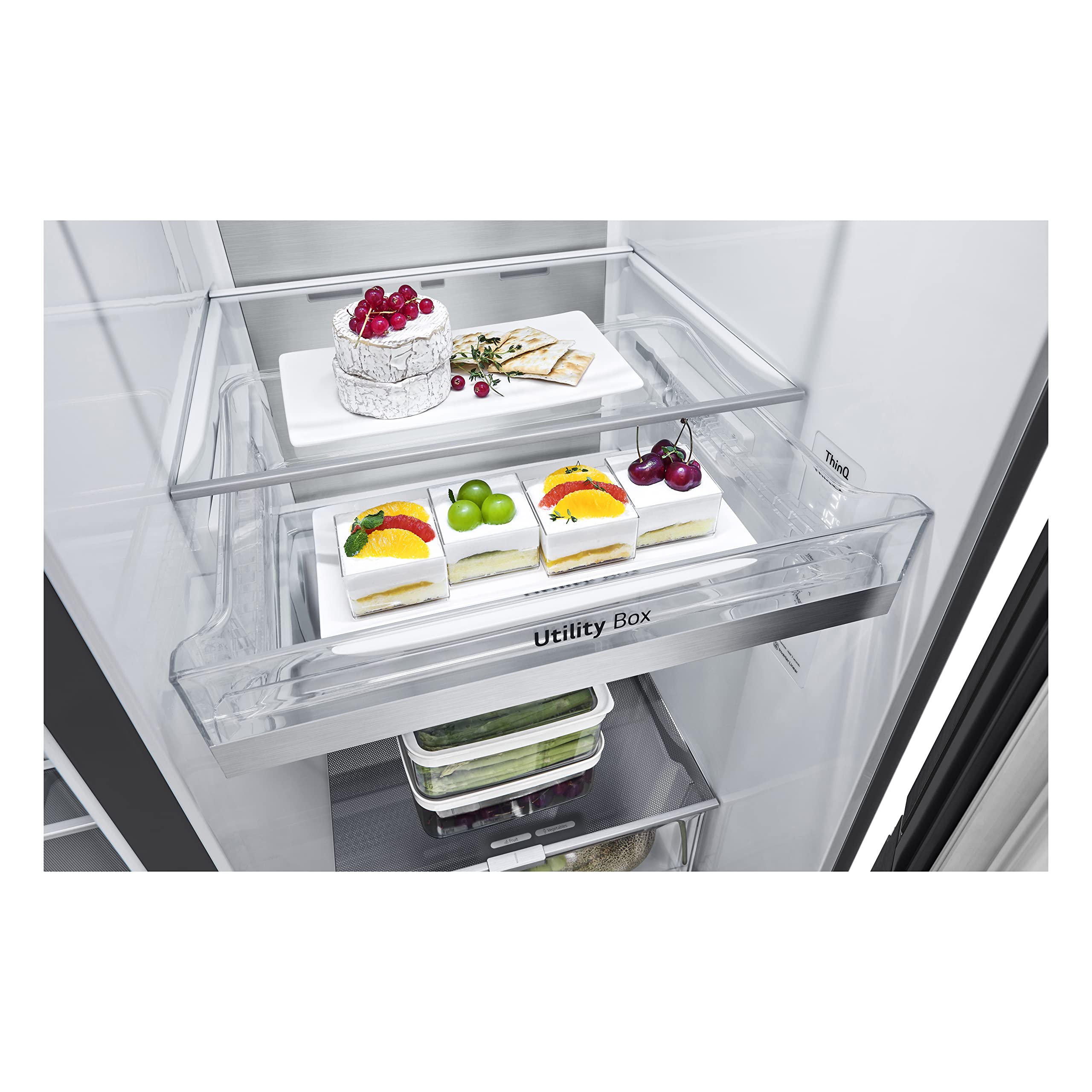 LG Side-by-Side Kühlschrank GSXV90MCDE, 628 L, InstaView Door-in-Door, Craft Ice, Eis- & Wasserspender, Matt Schwarz - Image 2